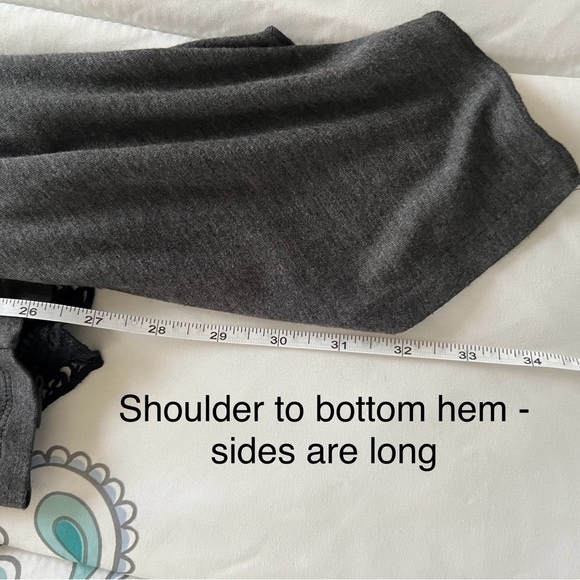 Just Be Women’s Grey Open Cardigan with Black Crochet Detail - Picture 8 of 8